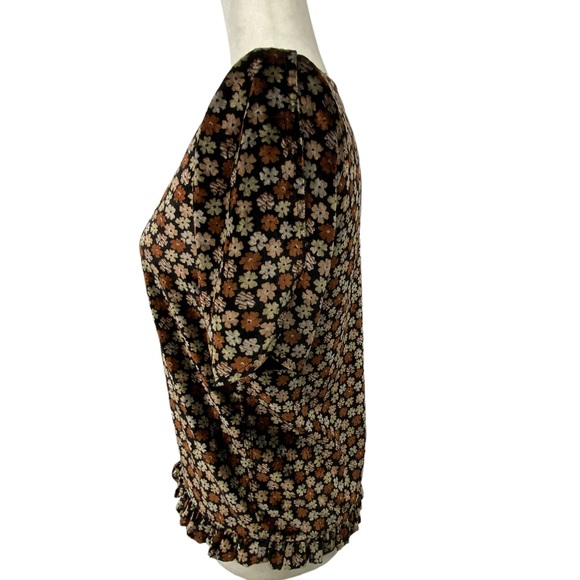 Madewell Velvet Tulip-Sleeve Ruffle Top in Petite Blooms D7 - Picture 8 of 11